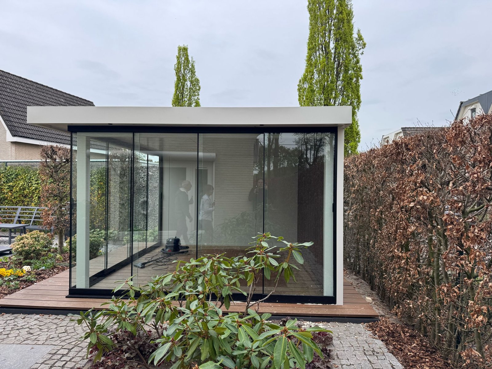 veranda 2 zijdes glas wit